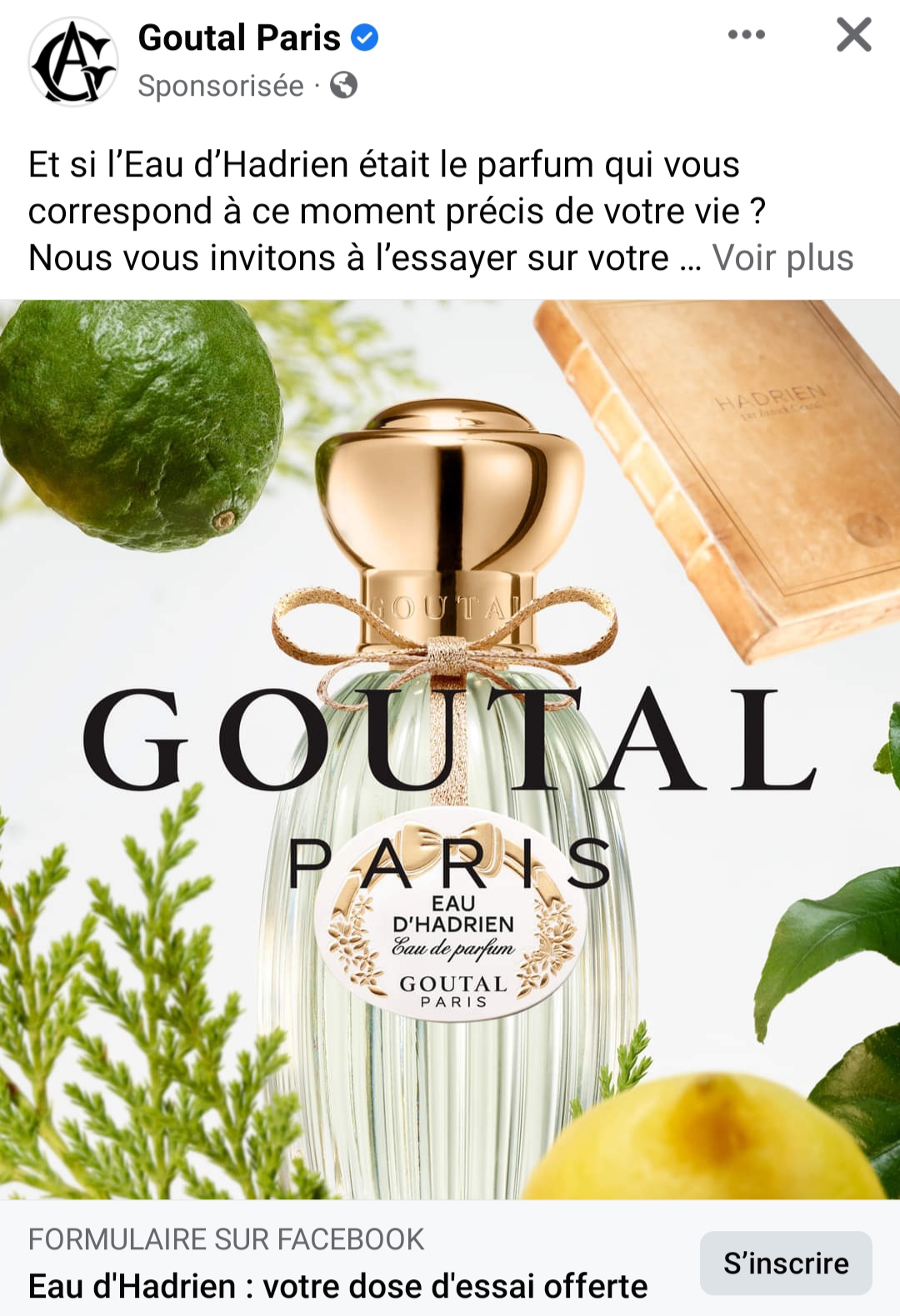 Parfum Eau d’Hadrien de Goutal Paris