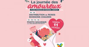 Distribution gratuite de roses et de boissons chaudes