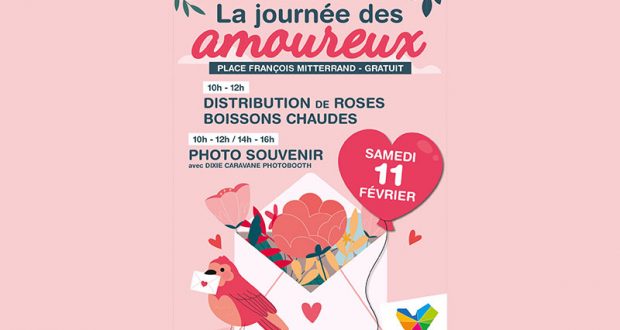 Distribution gratuite de roses et de boissons chaudes