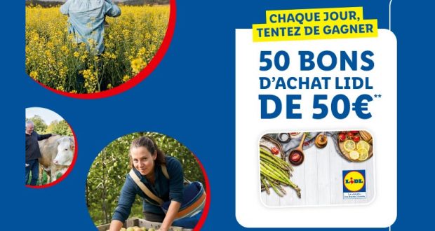 459 bons d’achats Lidl de 50 € à remporter