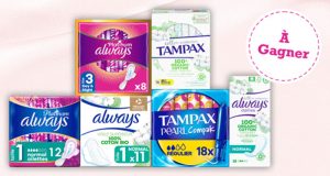 OFFERTS 100 lots de produits d’hygiène (Always - Tampax)
