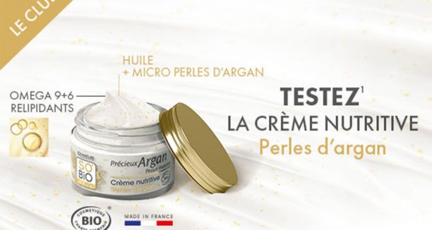 100 Crèmes nutritives Perles d’Argan SO’BIO étic à tester
