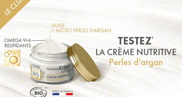 100 Crèmes nutritives Perles d’Argan SO’BIO étic à tester