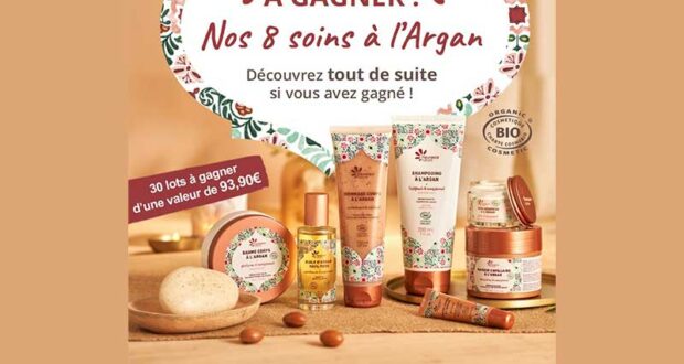 30 lots 8 produits de soins à l'Argan offerts