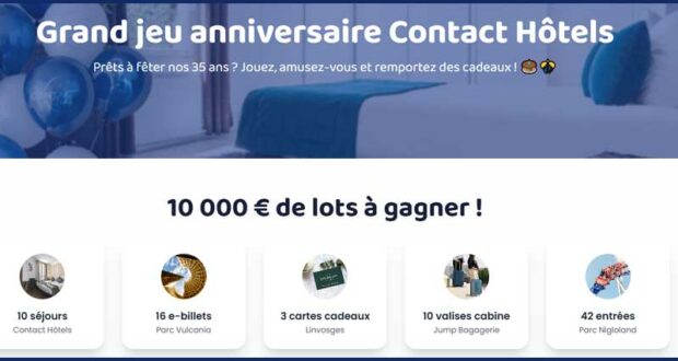 10 séjours dans des Contact Hôtels à gagner (350€ chaque)