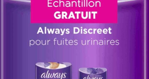 Échantillons gratuits des produits de protection Always Discreet