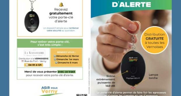 Distribution gratuite de porte-clé d'alerte anti-agression