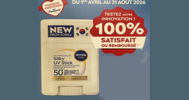 Stick UV Visage SPF 50+NIVEA 100% Remboursé