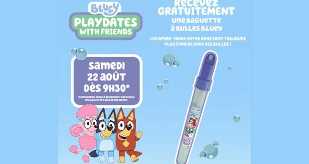 Baguette à bulles Bluey gratuite dans les magasins Smyths Toys